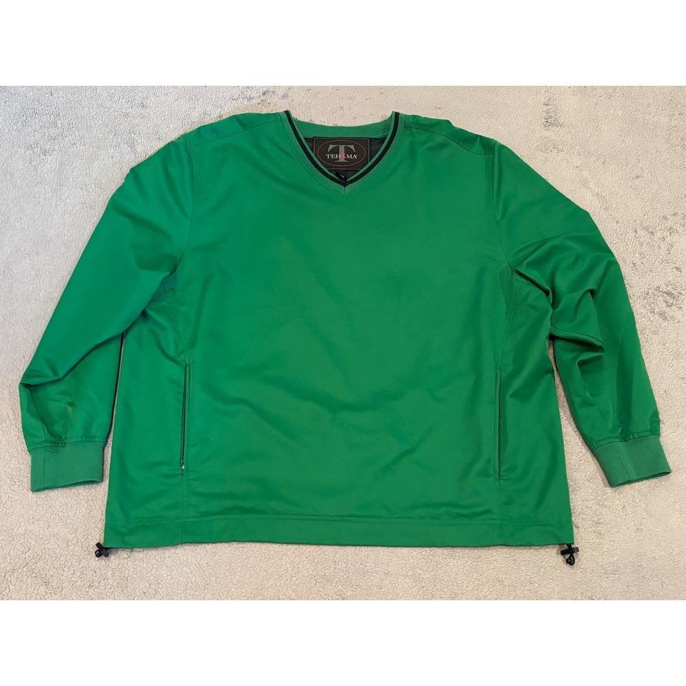 Tehama Mens XL Green Golf Windshirt V-Neck Pullover Mesh Lined Windbreaker